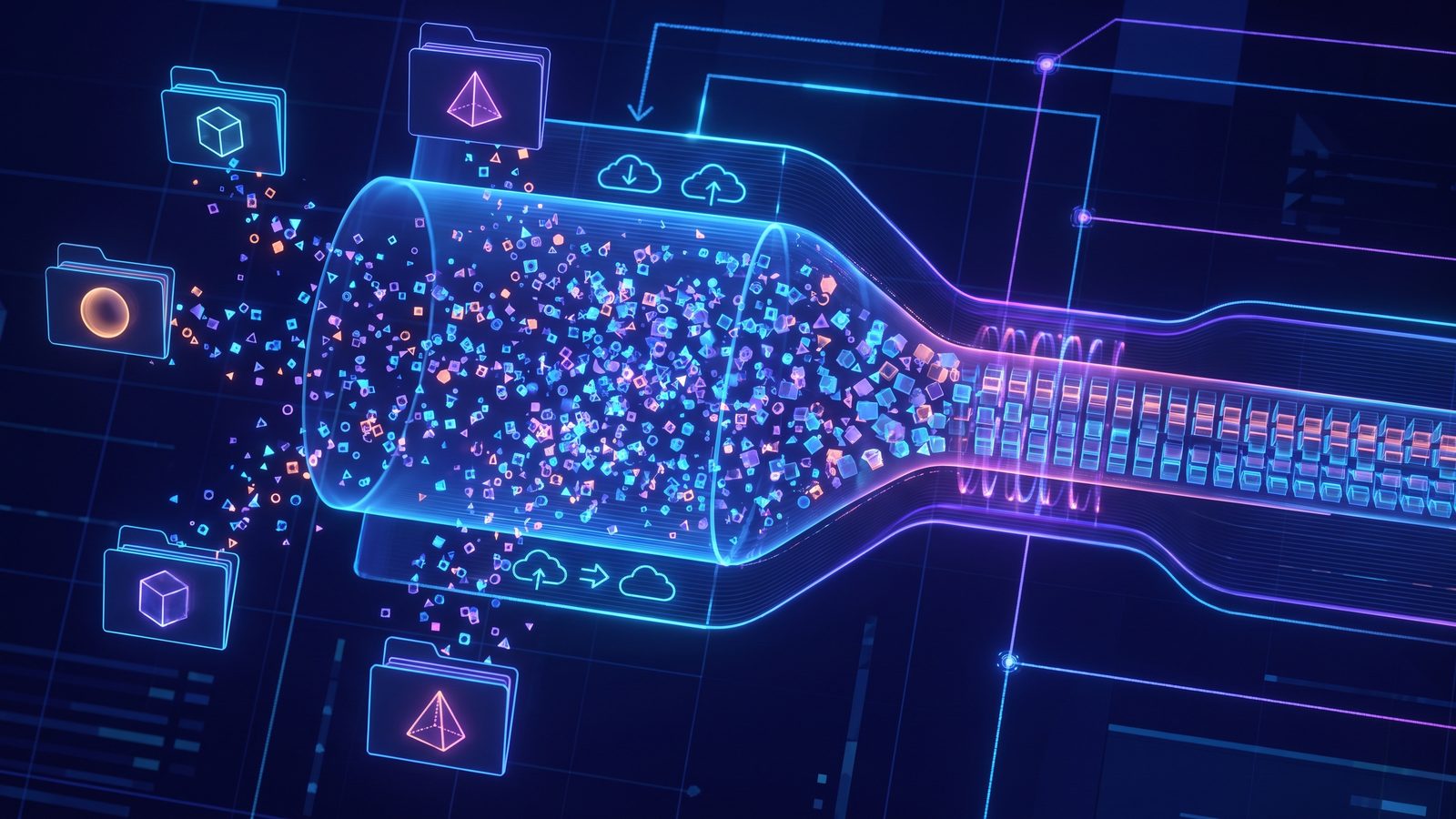 Abstract cloud sync pipeline clogged by thousands of small developer dependency files